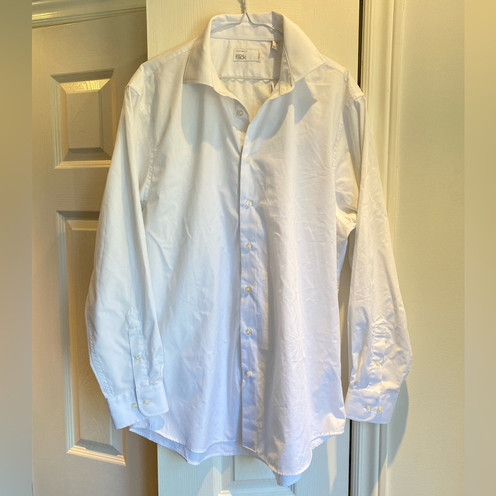 NWT Nordstrom Crisp White Men's Dress Shirt easy care 16.6x34-35